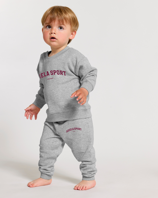 Asiela Sport Baby/Toddler Joggers - Heather Grey/Burgundy