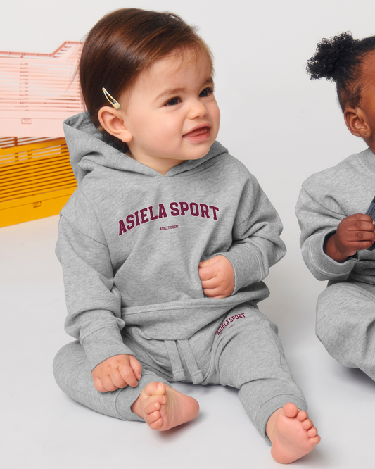 Asiela Sport Baby/Toddler Hoodie - Heather Grey/Burgundy